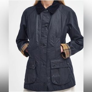 Barbour Beadnell Waxed Jacket, Navy, US size 4